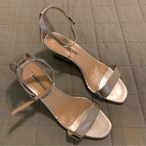Manolo Blahnik Silver Wedge Sandals size 37.5